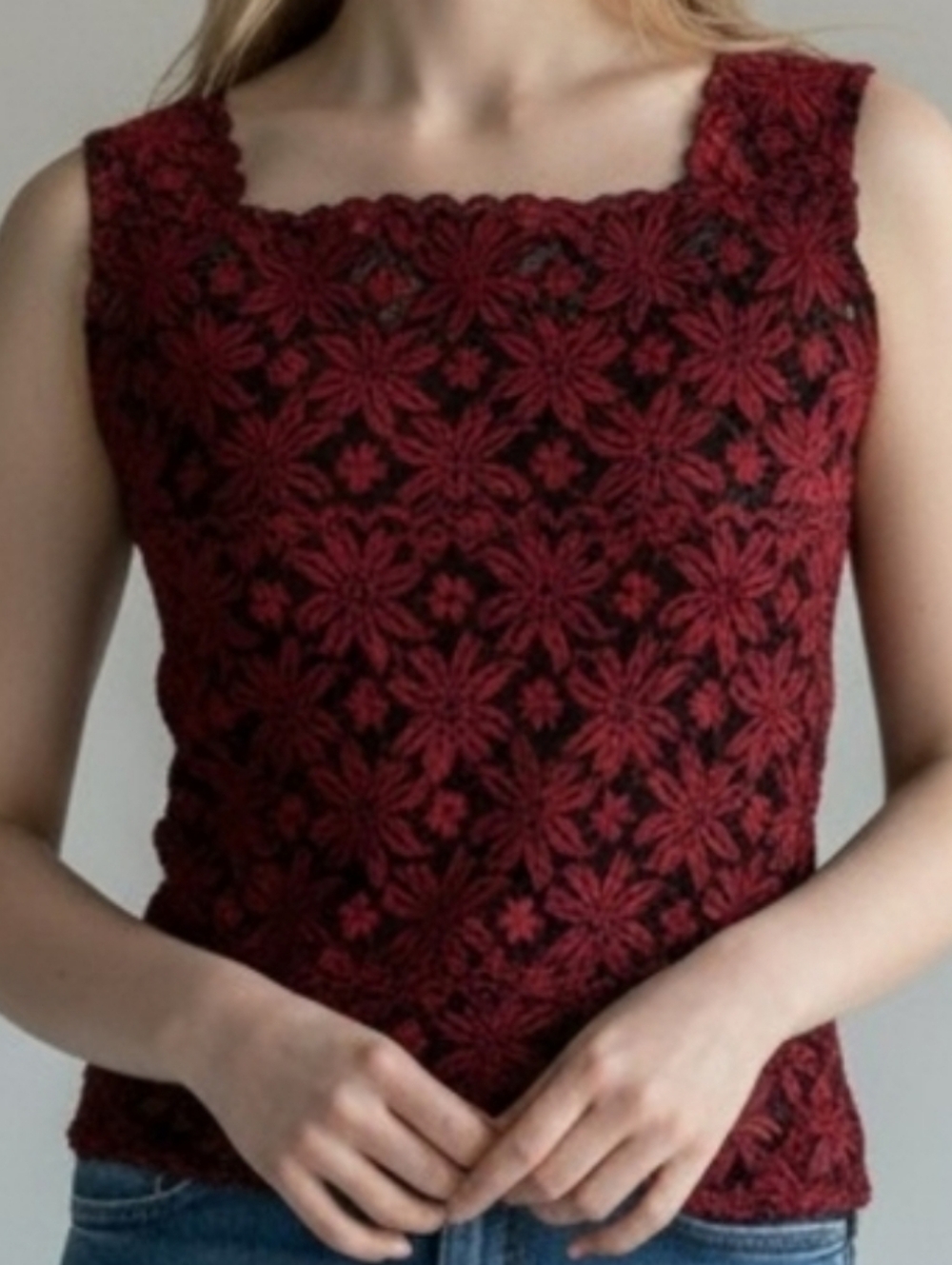 Karen Kane Burgundy Floral Sleeveless Top